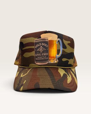 Gold Dogs Camo Beer Trucker Hat