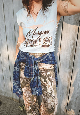 Morgan Wallen V-Neck Muscle Tank Chop Shop Crop Top