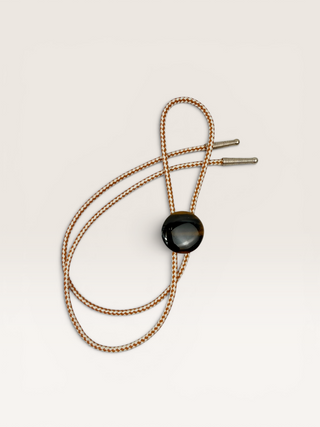 Tigers Eye Circle Pendant Bolo Tie