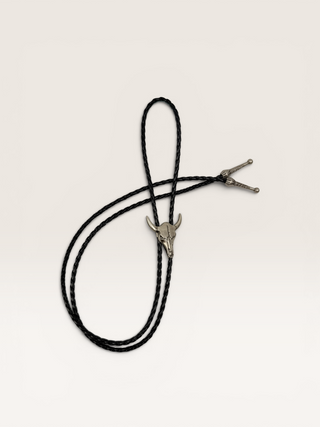 Vintage Silver Bull Skull Bolo Tie