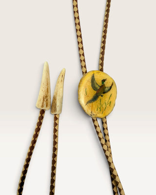 Vintage Pheasant on Bone Specialty Bolo Tie
