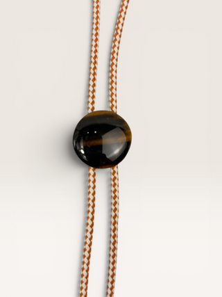 Tigers Eye Circle Pendant Bolo Tie