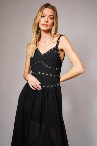 Joan Grommet Eyelet Midi Dress