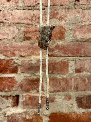 Grey Crazy Lace Agate Bolo Tie