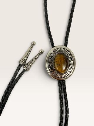 Southwest Style Bezel and Tiger's Eye Bolo Tie