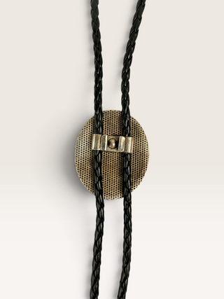 Onyx in Oval Ornate Metal Bezel Bolo Tie