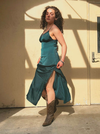 Greener Pastures Satin Maxi Dress