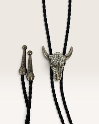 Bedazzled Steer Skull Bolo Tie