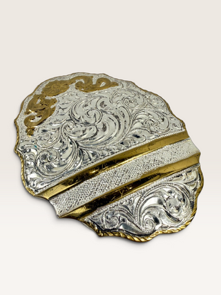 Vintage Crumrine Silver Plated Floral Scroll Belt Buckle