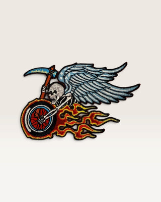 Biker Skull with Wings Patch