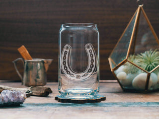 Horseshoe Etched Drinking Glasses