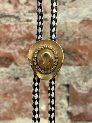 Golden Cowgirl Hat Bolo Tie