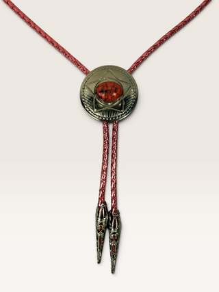 Silver Star with Pink Stone Bolo Tie