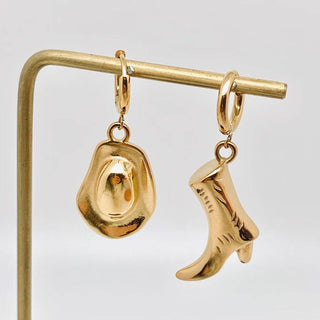 18K Gold Western Hat & Boot Earrings