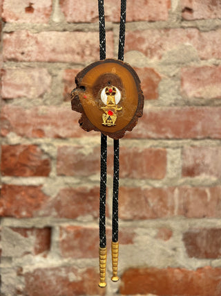 Shriners Auto Emblem Wood Bolo Tie