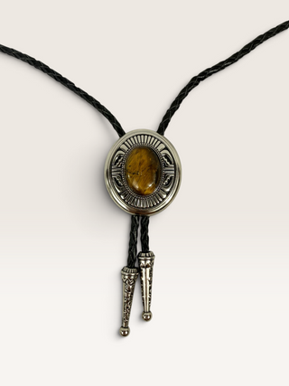 Southwest Style Bezel and Tiger's Eye Bolo Tie