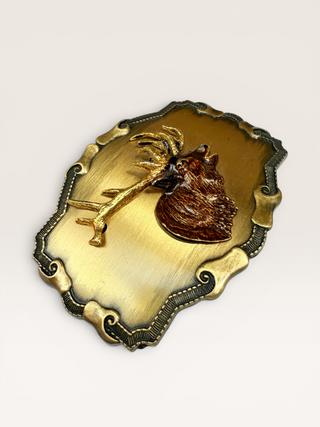 Vintage Elk Head and Brass Belt Buckle