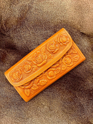 Tooled Floral Leather Wallet