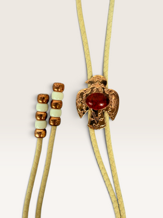 Copper Eagle and Red Stone Bolo Tie
