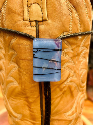 Blue Glass Bolo Tie