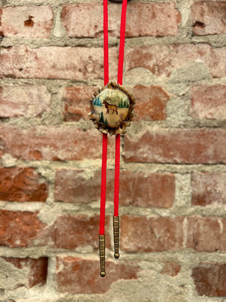 Hand Painted Elk Antler Bolo Tie