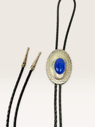 Stamped Silver Concho with Blue Stone