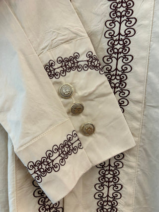 Vintage Men’s White Diamonds Boots Snap Up Shirt L