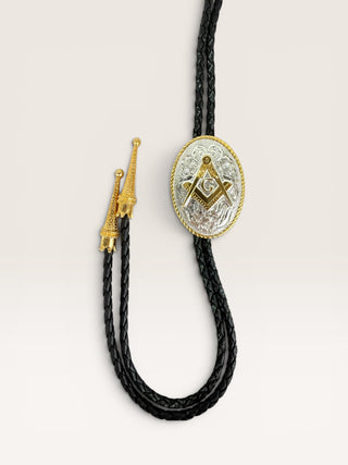 Silver and Gold Free Mason Vintage Bolo Tie