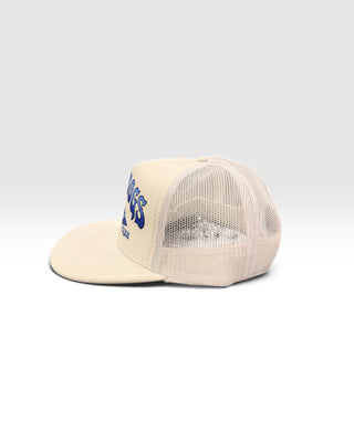 Gold Dogs Live Free White/Blue Gradient Flat Brim Trucker Hat