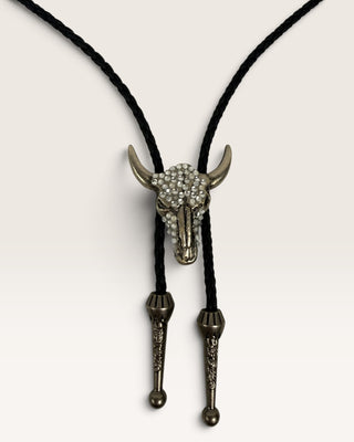 Bedazzled Steer Skull Bolo Tie