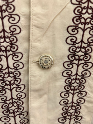 Vintage Men’s White Diamonds Boots Snap Up Shirt L