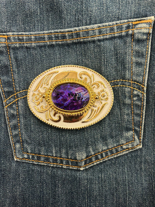 Purple Abalone Belt Buckle