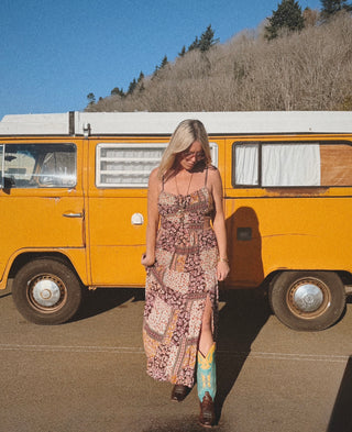 Desert Wildflower Patchwork Maxi Dress