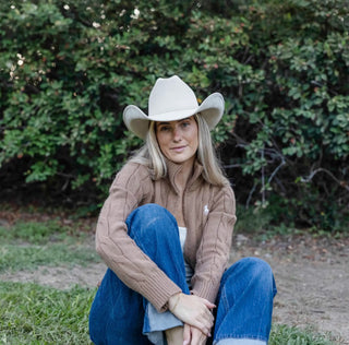 Dutch Cattleman Faux Suede Cowboy Hat Cream