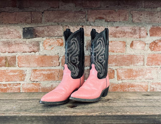 Pink Teju Lizard Cowboy Boots Women's Size 7