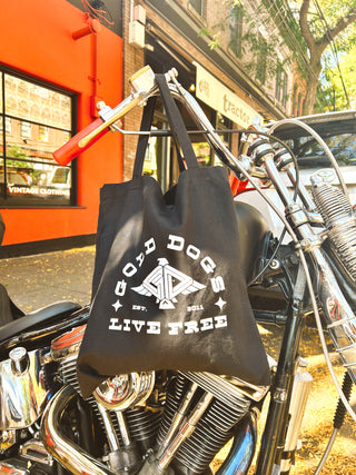 Gold Dogs Live Free Tote Bag