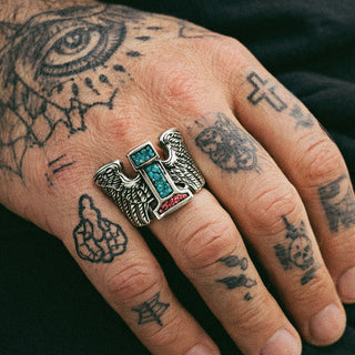 Number 1 Winged Biker Ring
