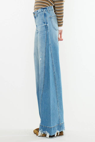 Birdeen Mid Rise Super Wide Flare Jeans