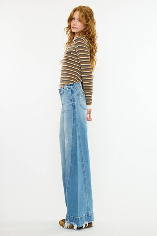 Birdeen Mid Rise Super Wide Flare Jeans