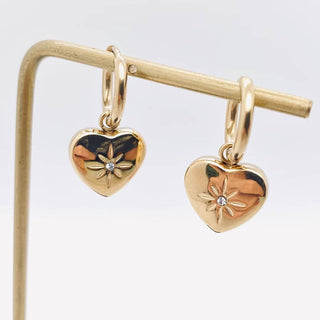 18K Gold Plated Heart Huggie Earrings