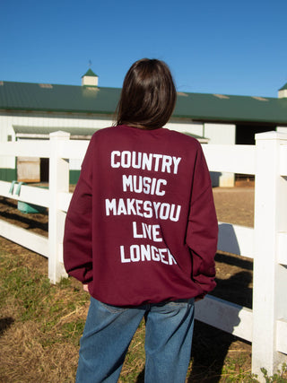Country Music Makes You Live Longer Crew Neck