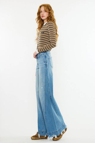 Birdeen Mid Rise Super Wide Flare Jeans