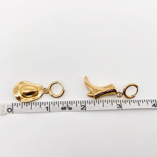 18K Gold Western Hat & Boot Earrings