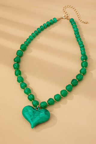 Green Eyed Lady Heart Necklace