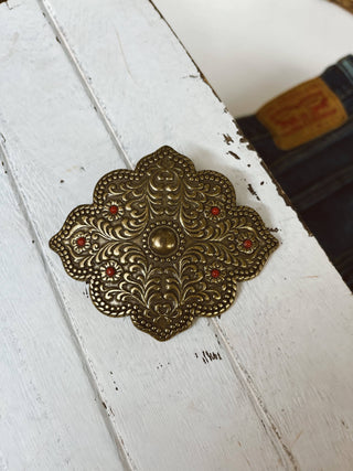 Brass Filigree Belt Buckle