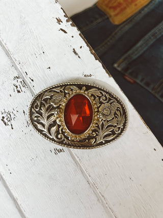 Faux Ruby Belt Buckle