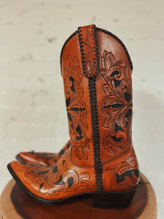 Hand Tooled Boots M Size 9.5/ W Size 11