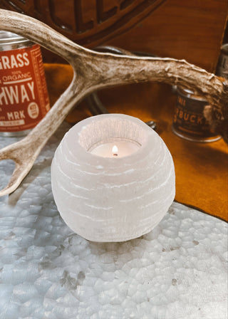 Selenite Candle Holder