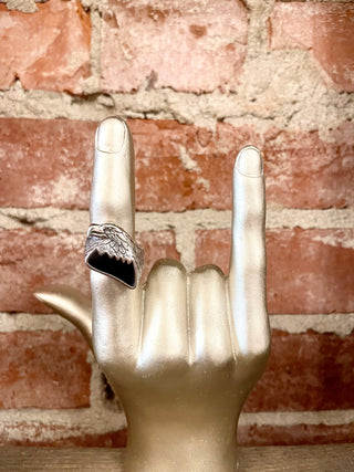 Eagle Head Biker Ring